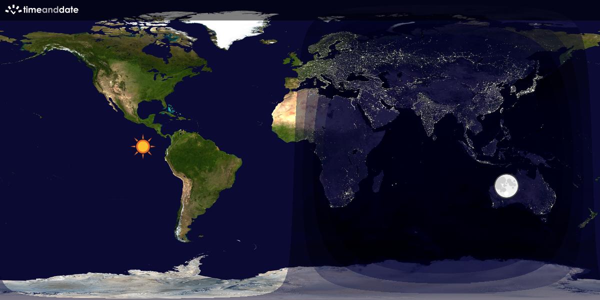 Verdenskart som viser dag og natt 