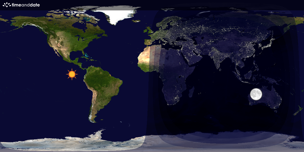 Verdenskart som viser dag og natt 