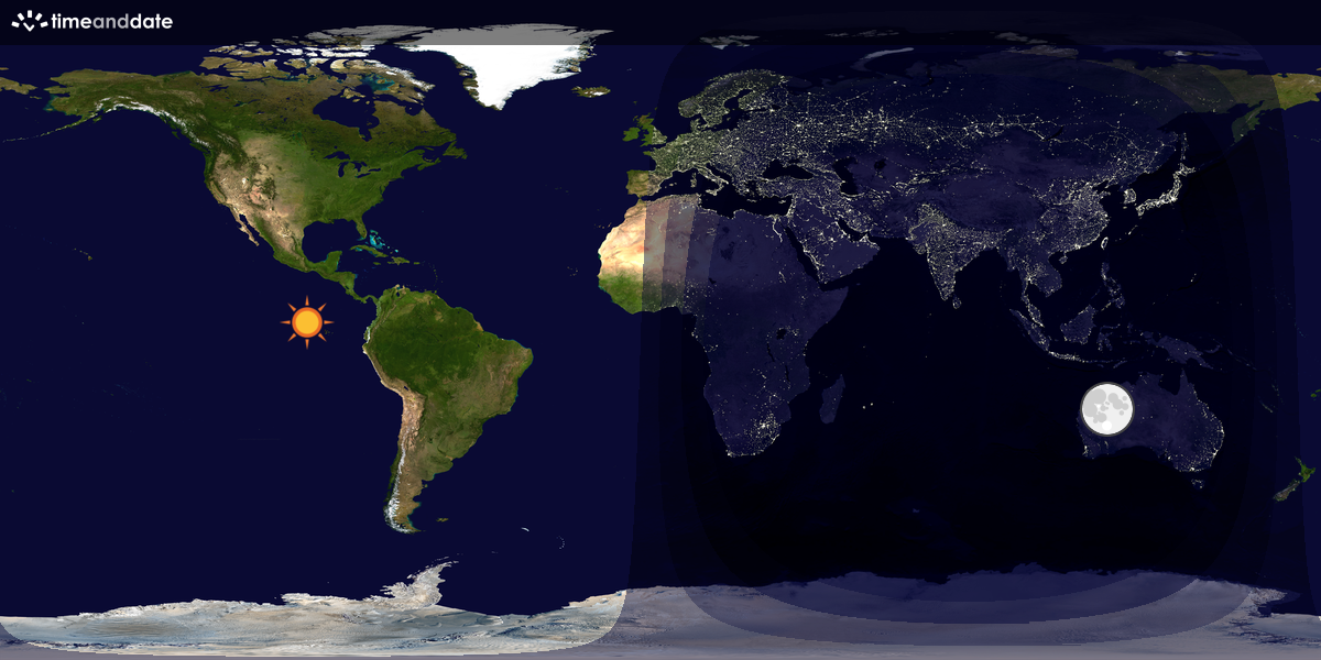 Verdenskart som viser dag og natt 