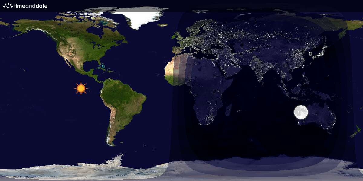 Verdenskart som viser dag og natt 