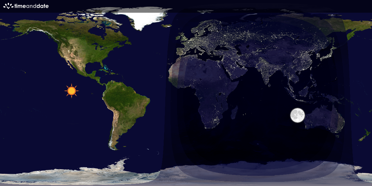 Verdenskart som viser dag og natt 