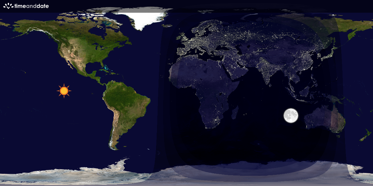 Verdenskart som viser dag og natt 