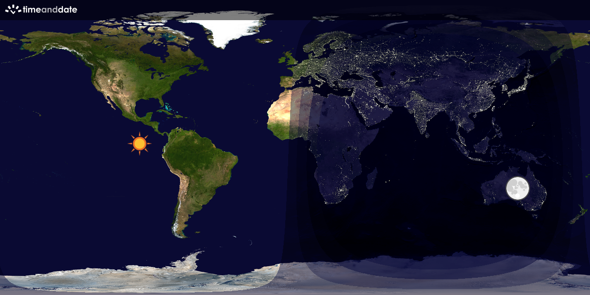 Verdenskart som viser dag og natt 