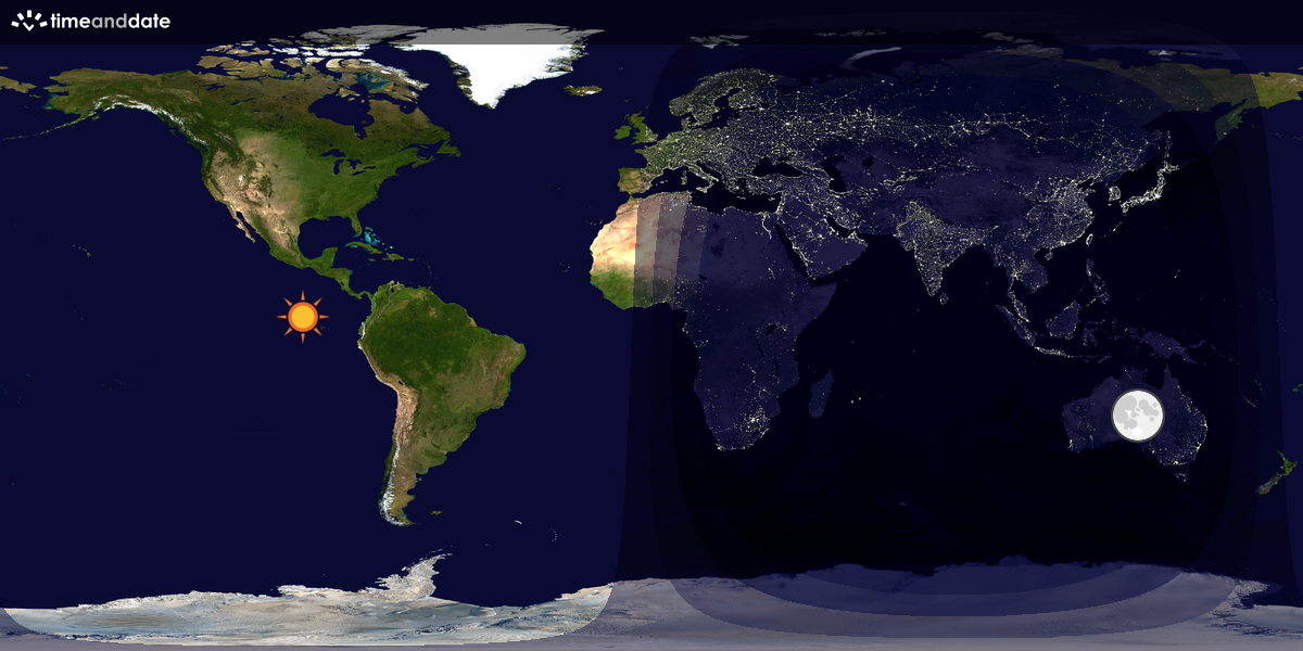 Verdenskart som viser dag og natt 