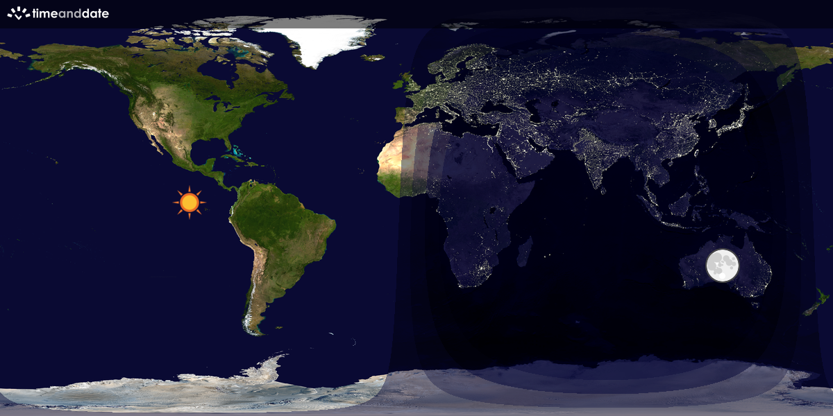 Verdenskart som viser dag og natt 