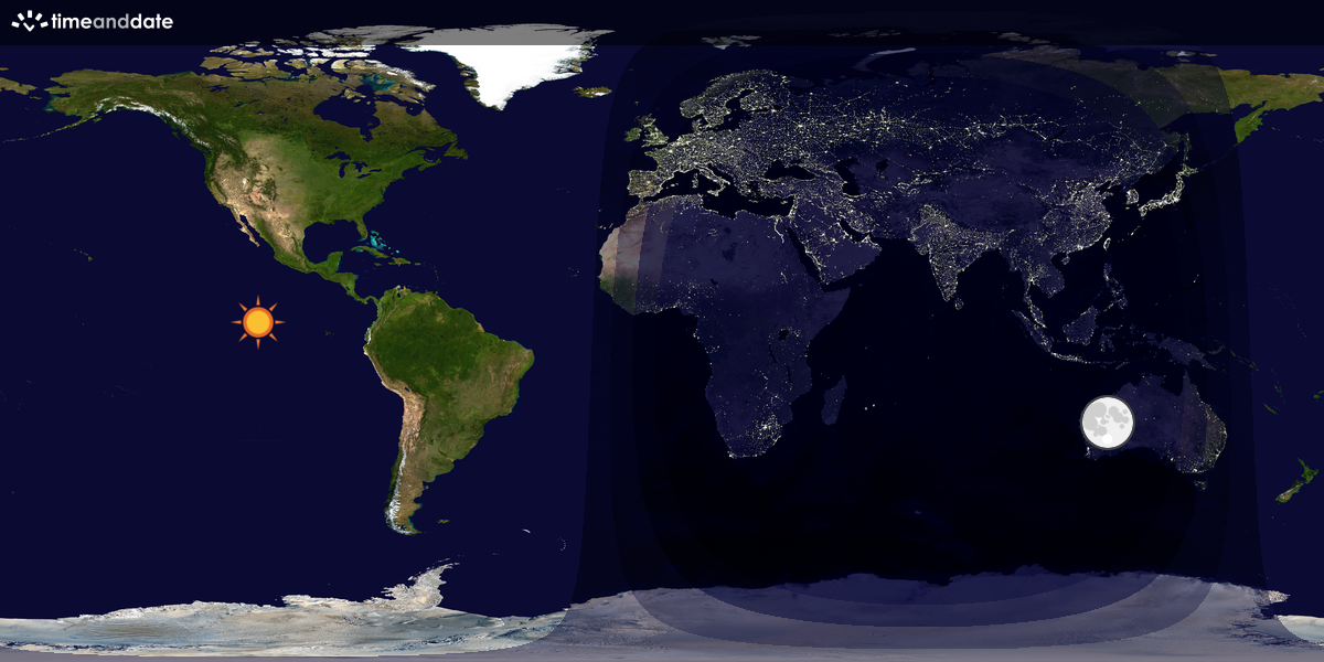 Verdenskart som viser dag og natt 