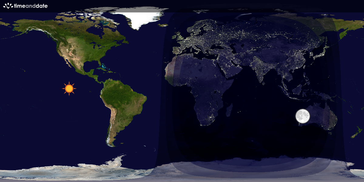 Verdenskart som viser dag og natt 