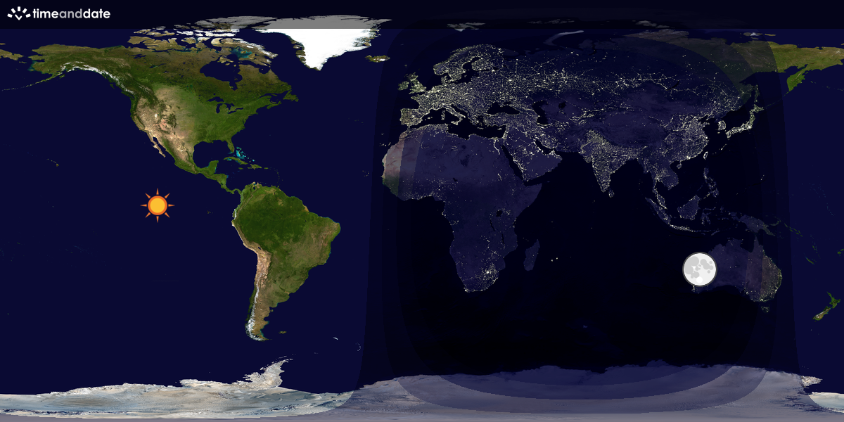 Verdenskart som viser dag og natt 