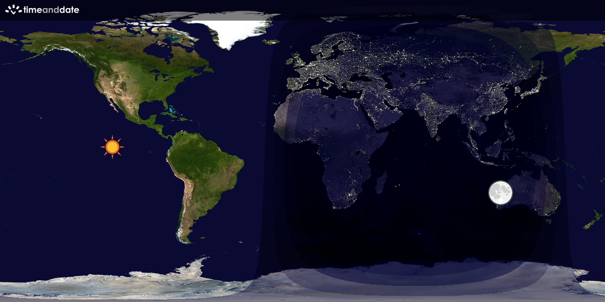 Verdenskart som viser dag og natt 