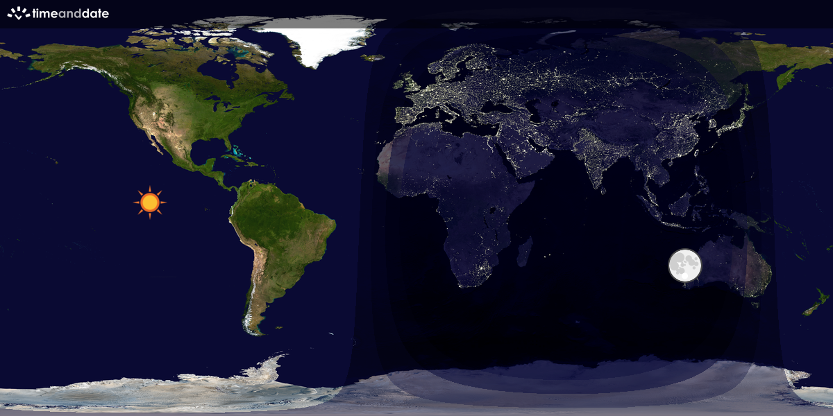 Verdenskart som viser dag og natt 