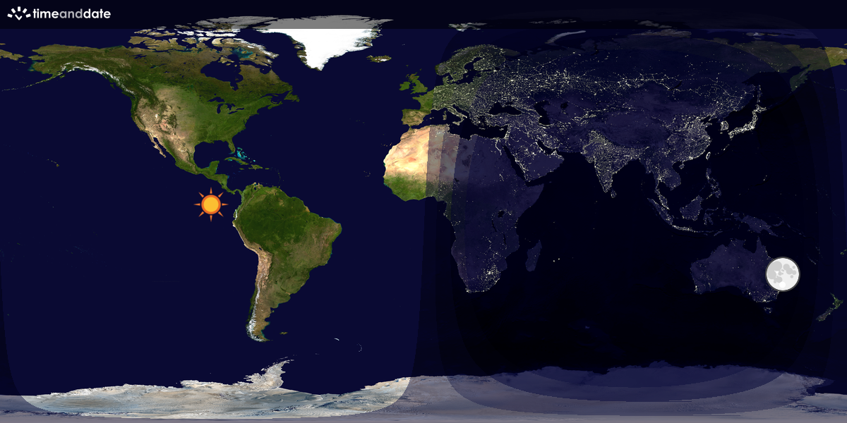Verdenskart som viser dag og natt 