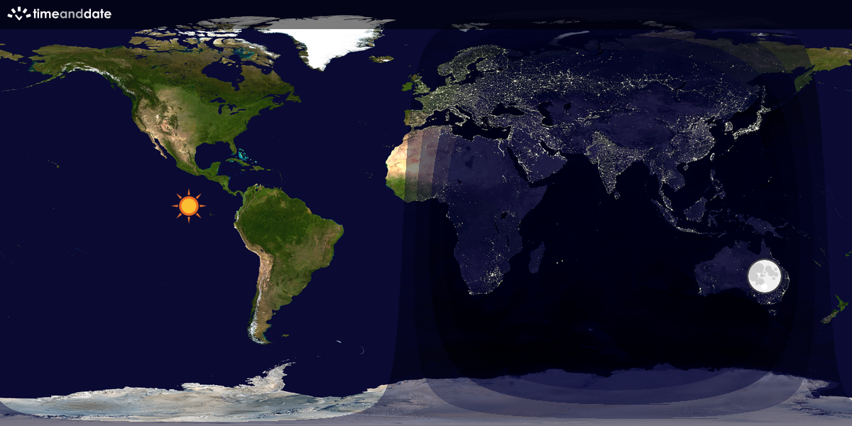 Verdenskart som viser dag og natt 