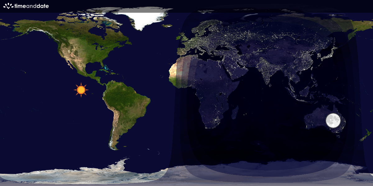 Verdenskart som viser dag og natt 