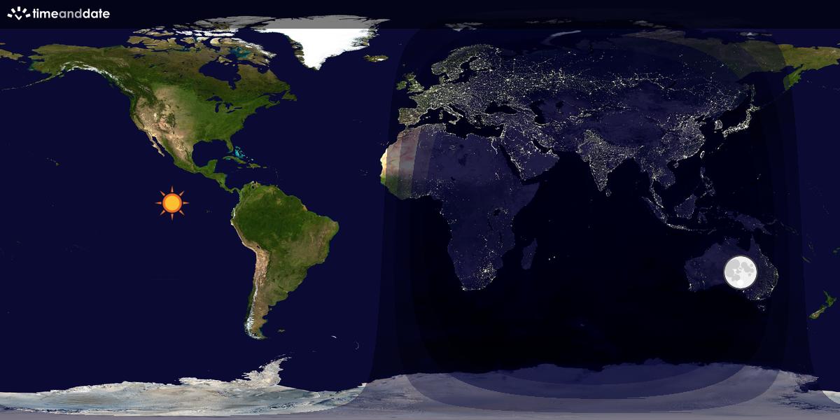 Verdenskart som viser dag og natt 