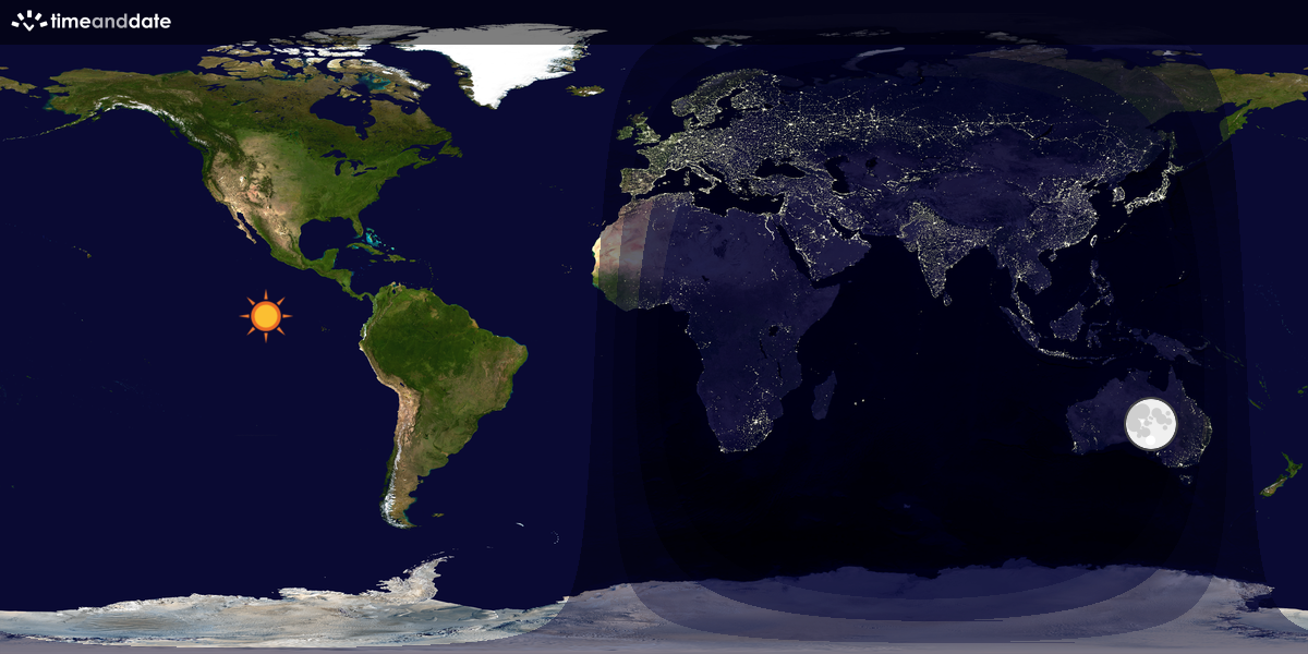Verdenskart som viser dag og natt 