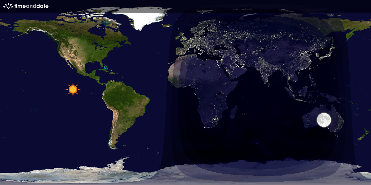 Verdenskart som viser dag og natt 