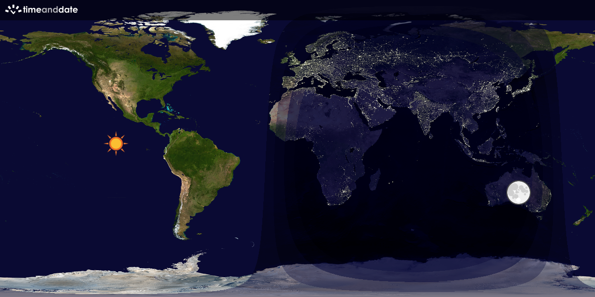 Verdenskart som viser dag og natt 