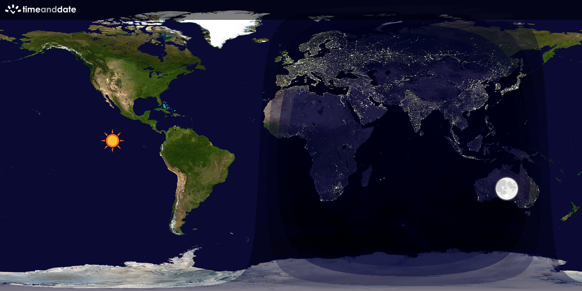 Verdenskart som viser dag og natt 