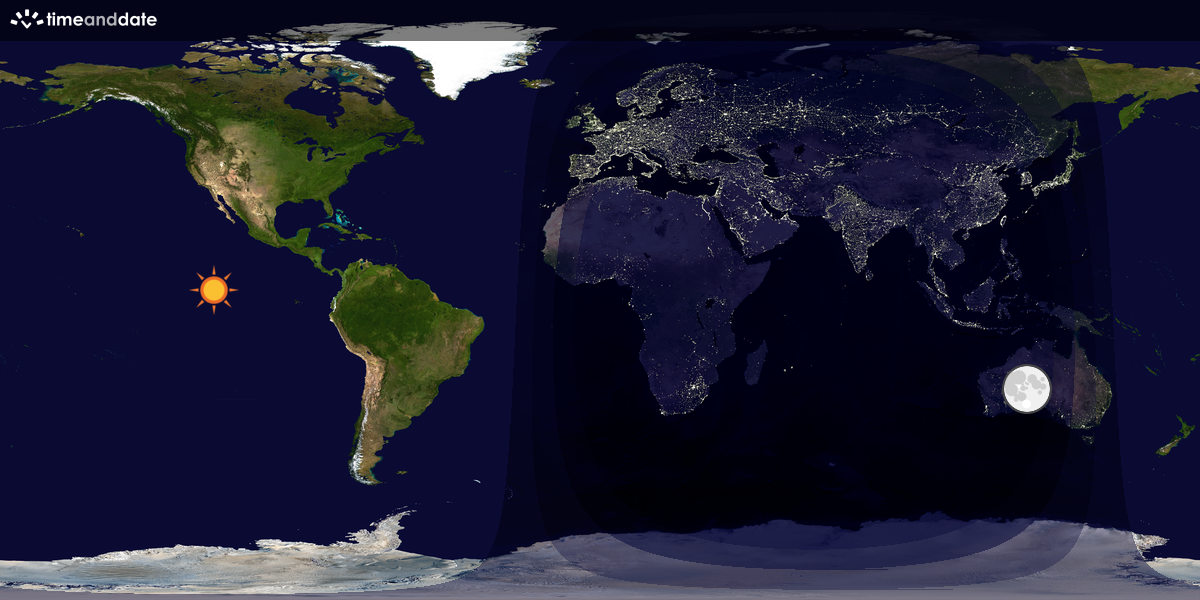 Verdenskart som viser dag og natt 