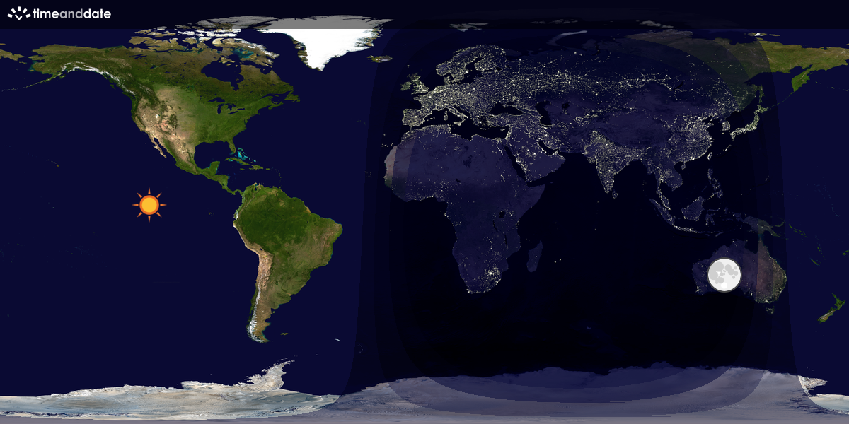 Verdenskart som viser dag og natt 