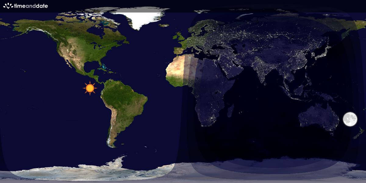 Verdenskart som viser dag og natt 