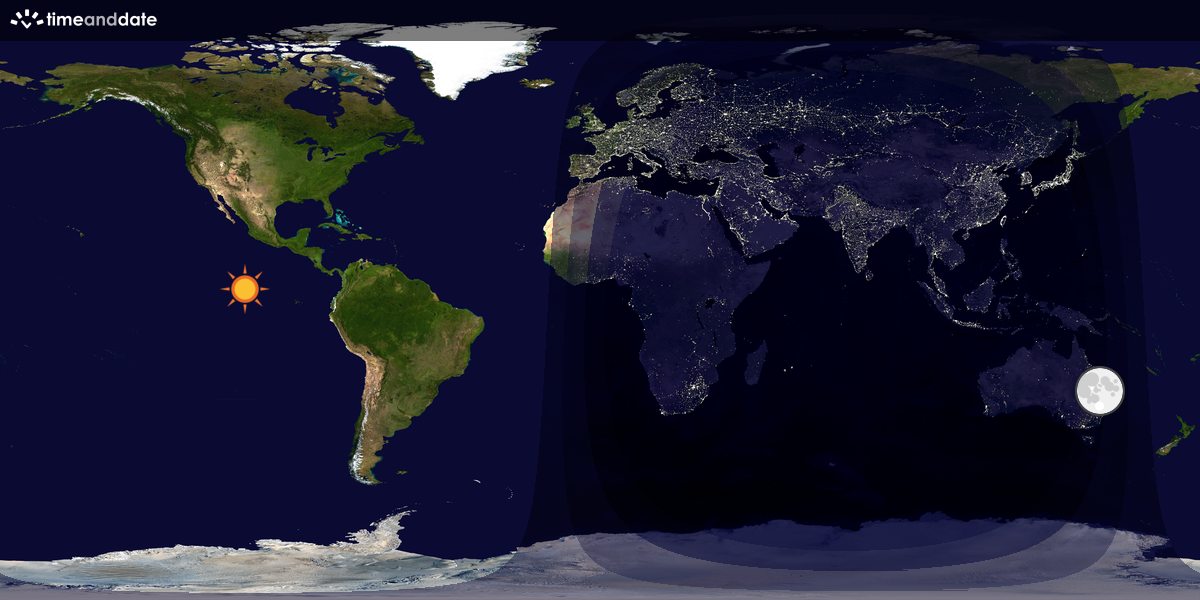Verdenskart som viser dag og natt 