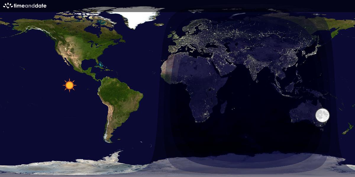 Verdenskart som viser dag og natt 