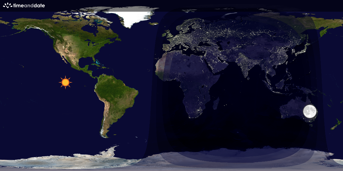 Verdenskart som viser dag og natt 