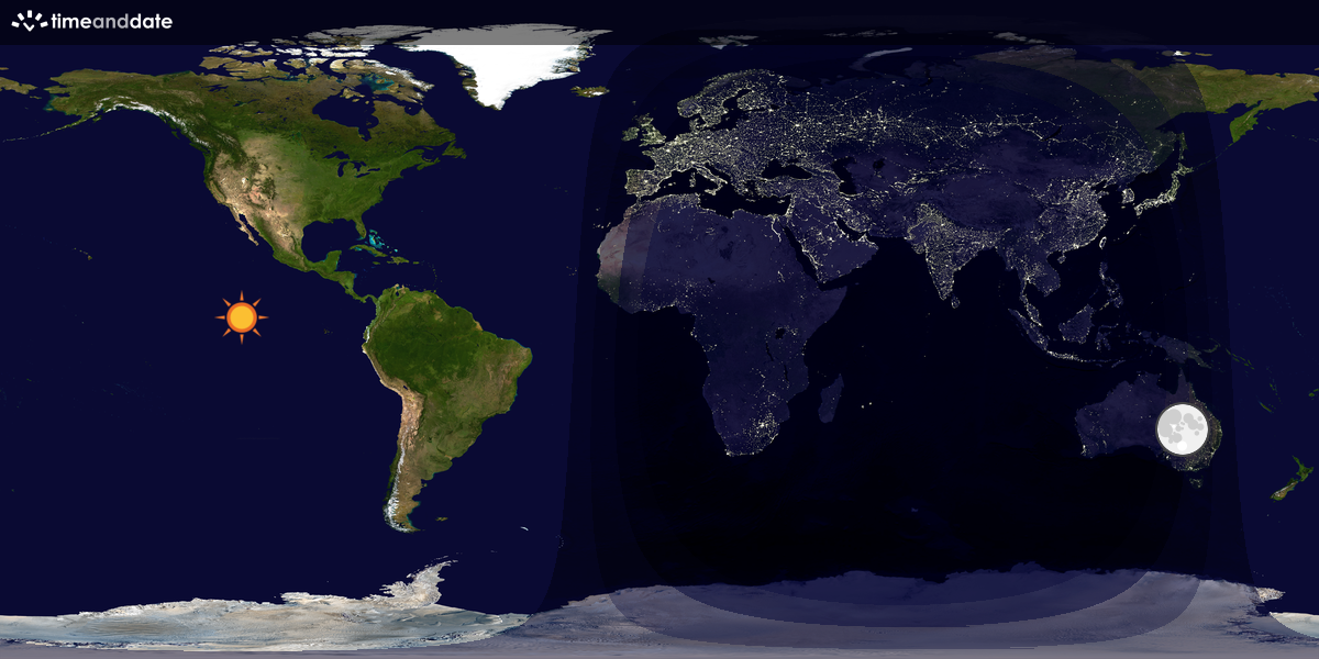 Verdenskart som viser dag og natt 