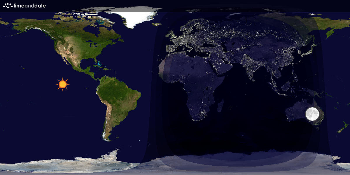 Verdenskart som viser dag og natt 