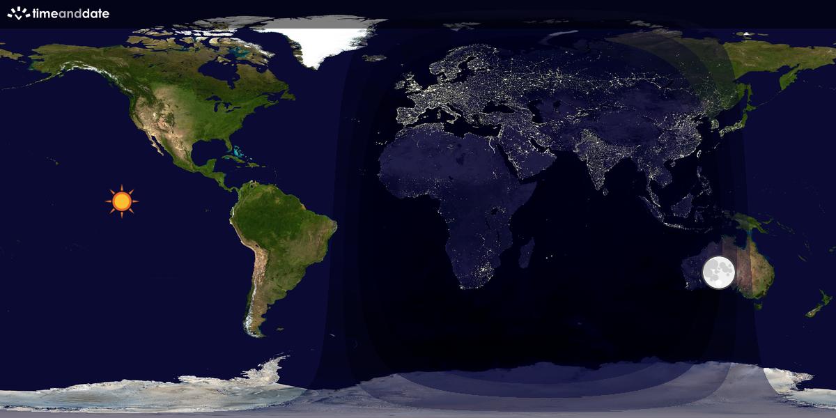 Verdenskart som viser dag og natt 
