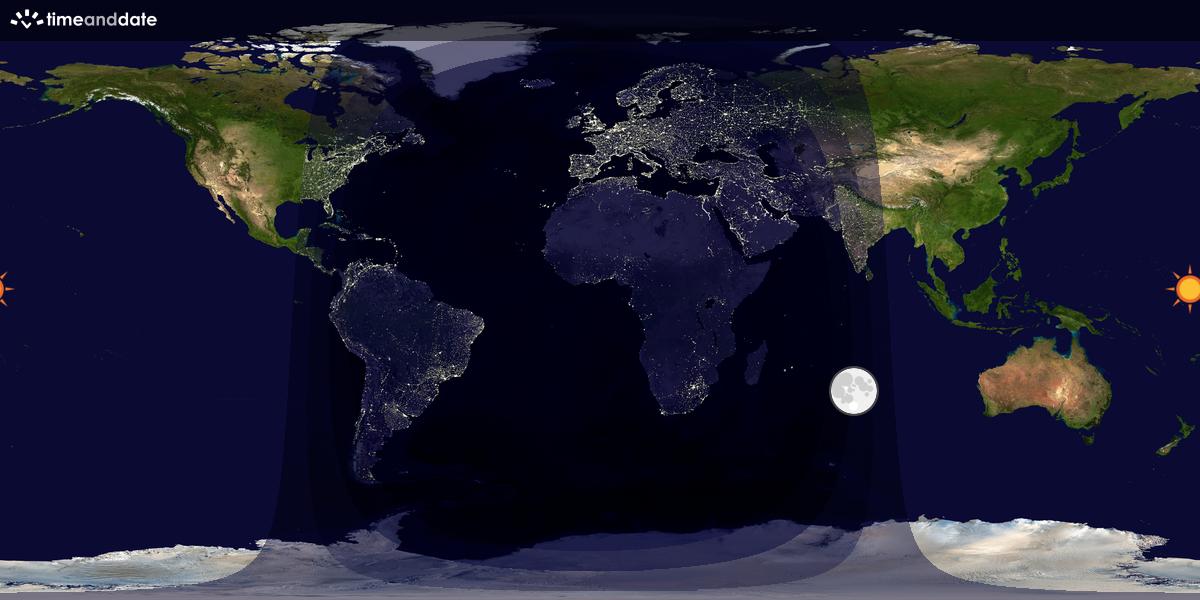 Verdenskart som viser dag og natt 