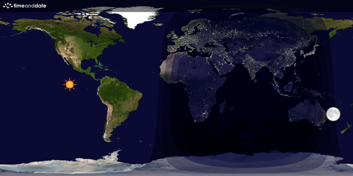 Verdenskart som viser dag og natt 