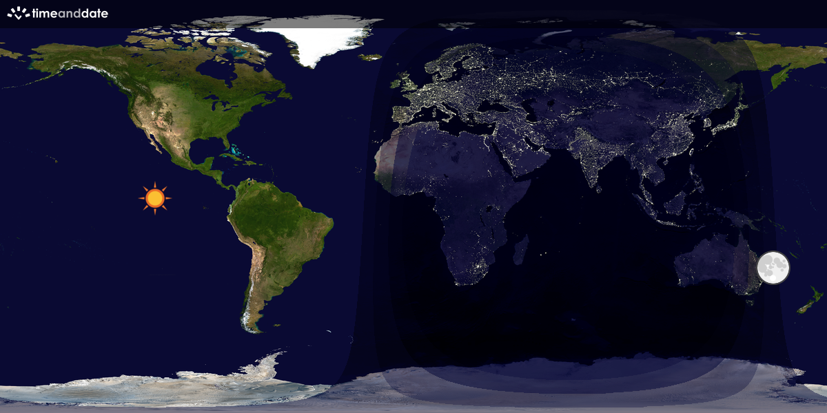 Verdenskart som viser dag og natt 