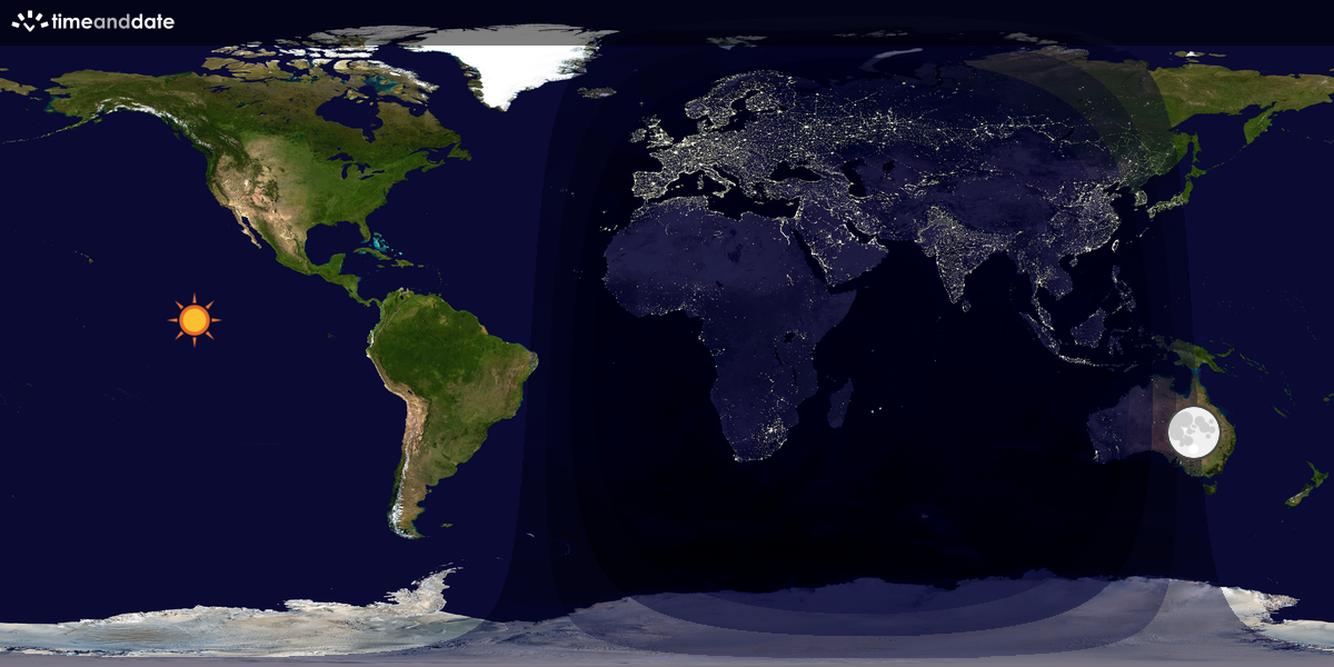 Verdenskart som viser dag og natt 