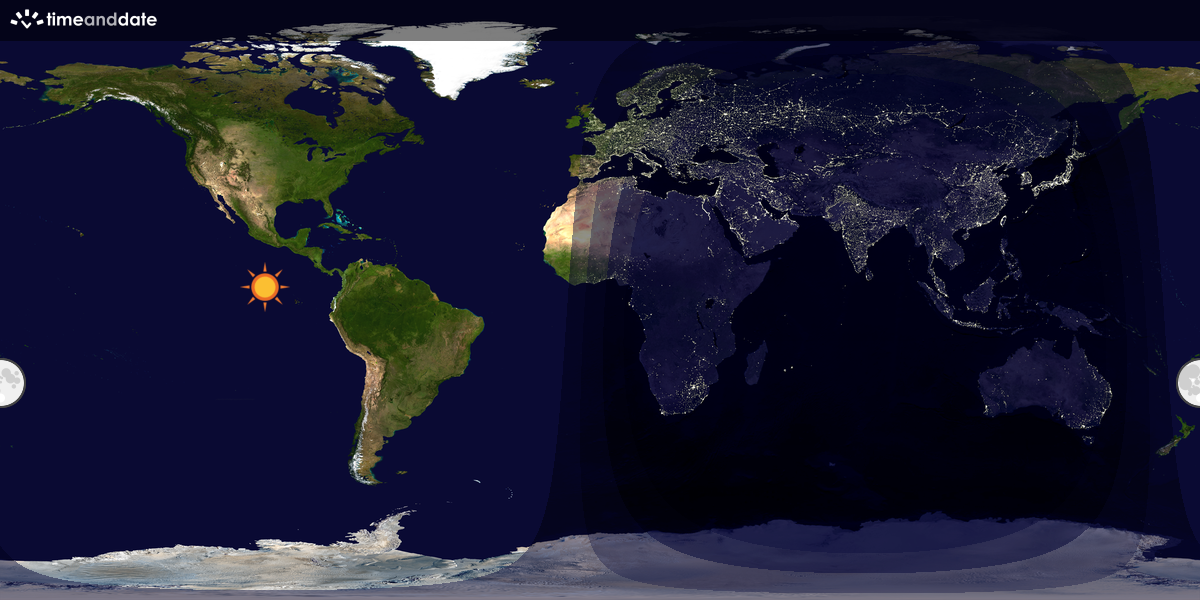 Verdenskart som viser dag og natt 