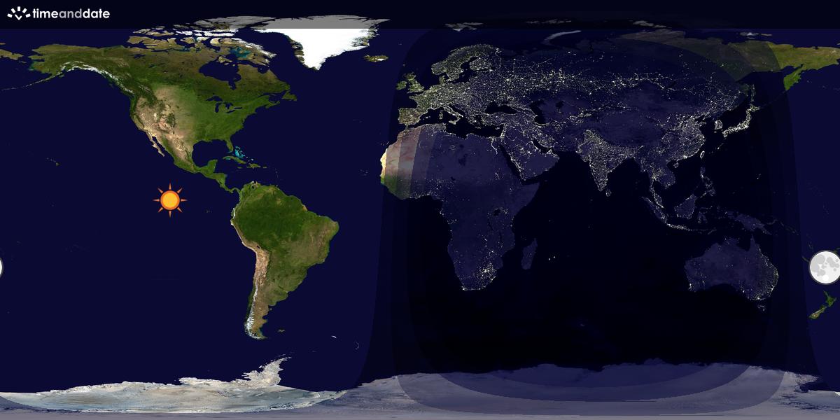 Verdenskart som viser dag og natt 
