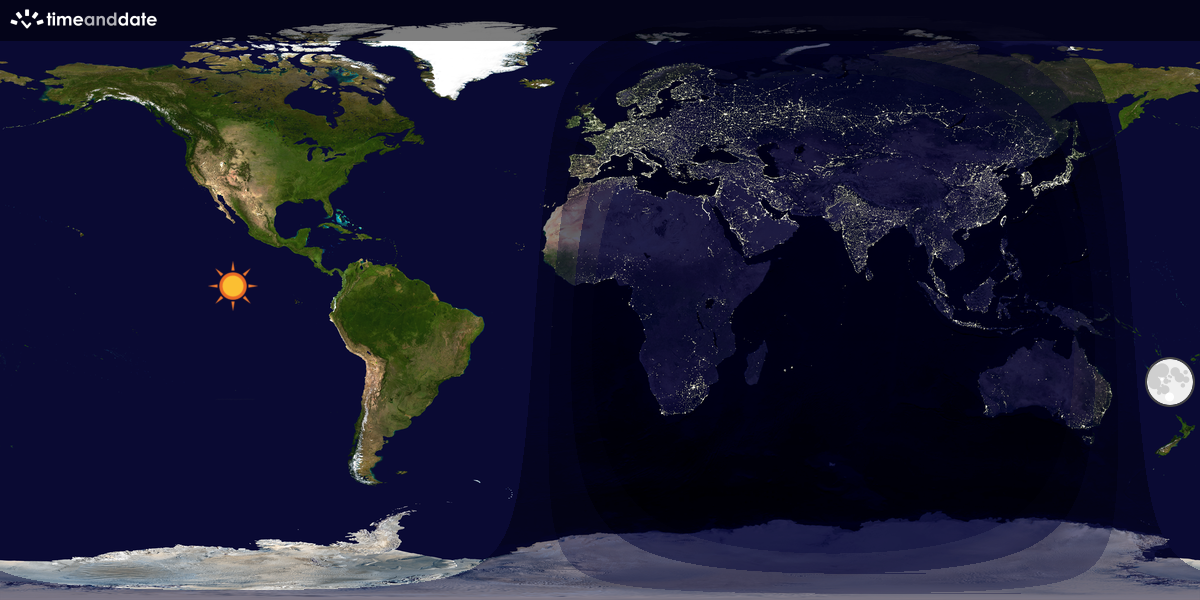 Verdenskart som viser dag og natt 