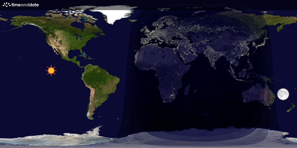 Verdenskart som viser dag og natt 