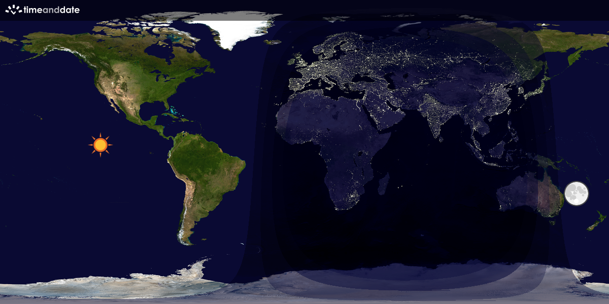 Verdenskart som viser dag og natt 