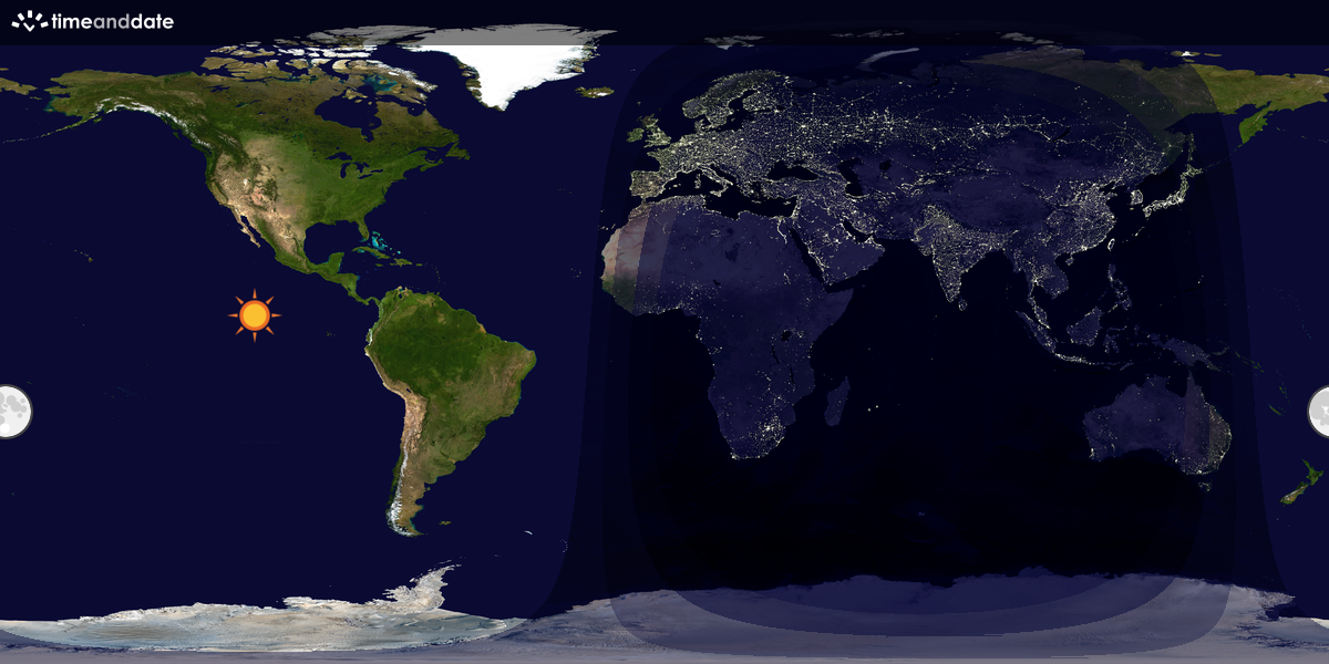 Verdenskart som viser dag og natt 