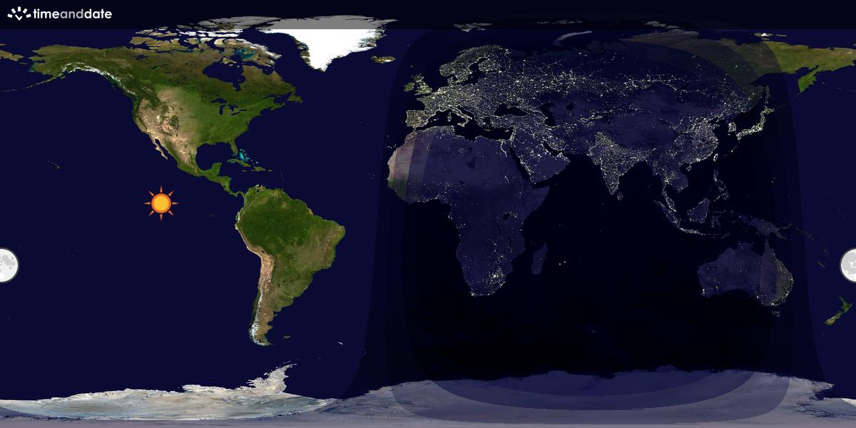Verdenskart som viser dag og natt 