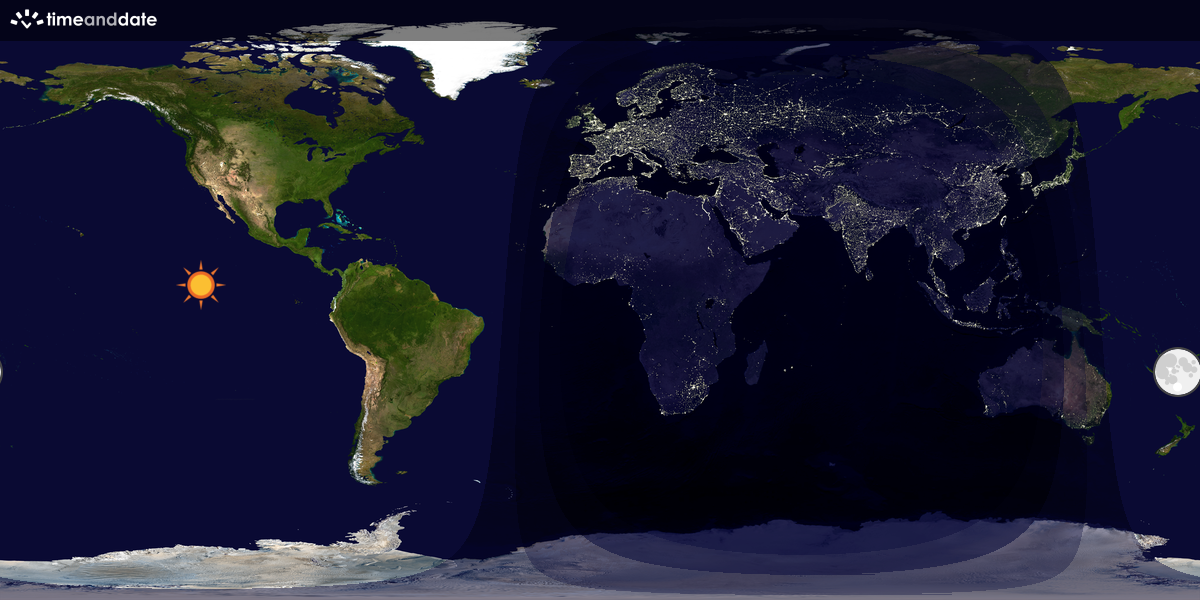 Verdenskart som viser dag og natt 