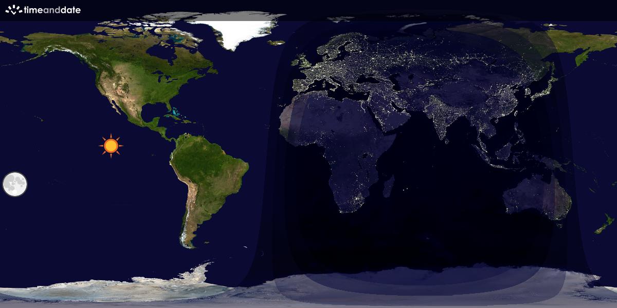 Verdenskart som viser dag og natt 