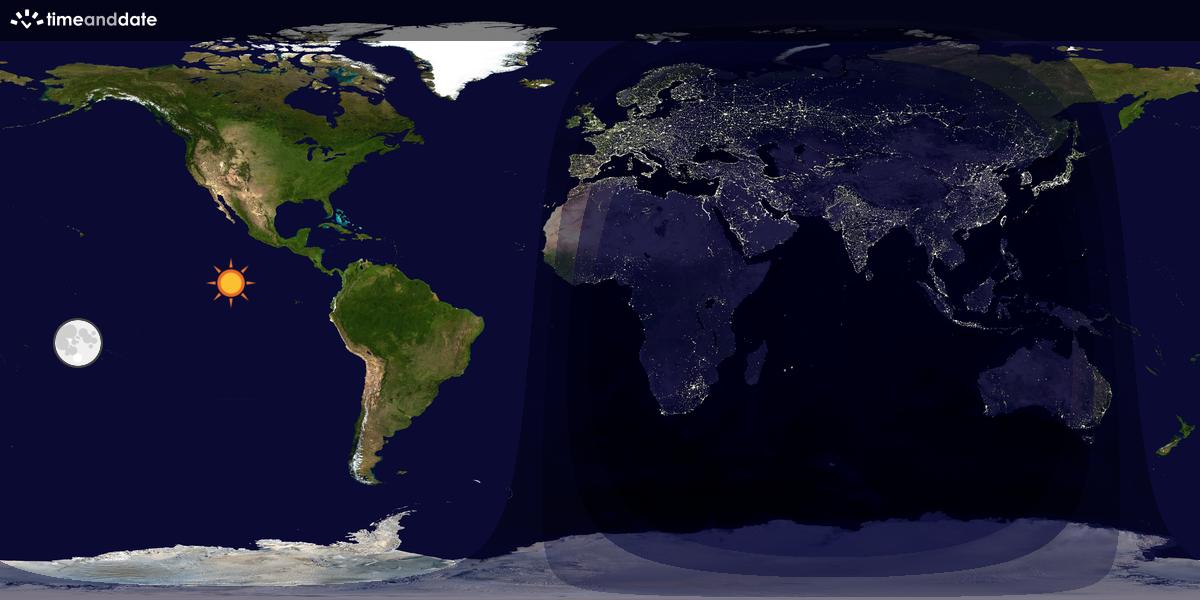 Verdenskart som viser dag og natt 