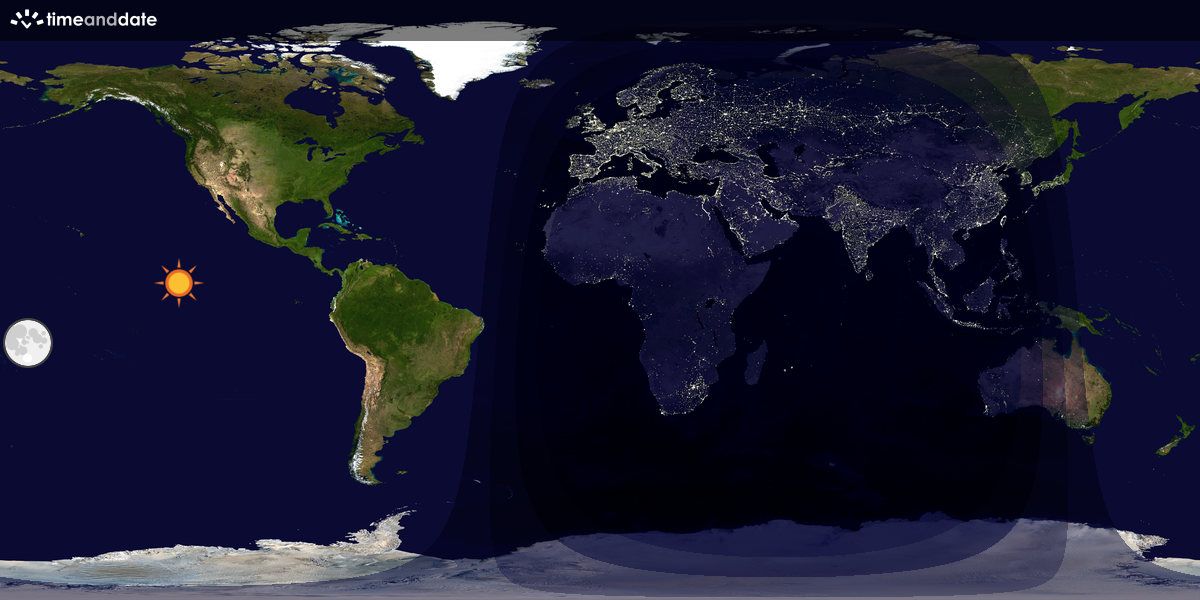 Verdenskart som viser dag og natt 