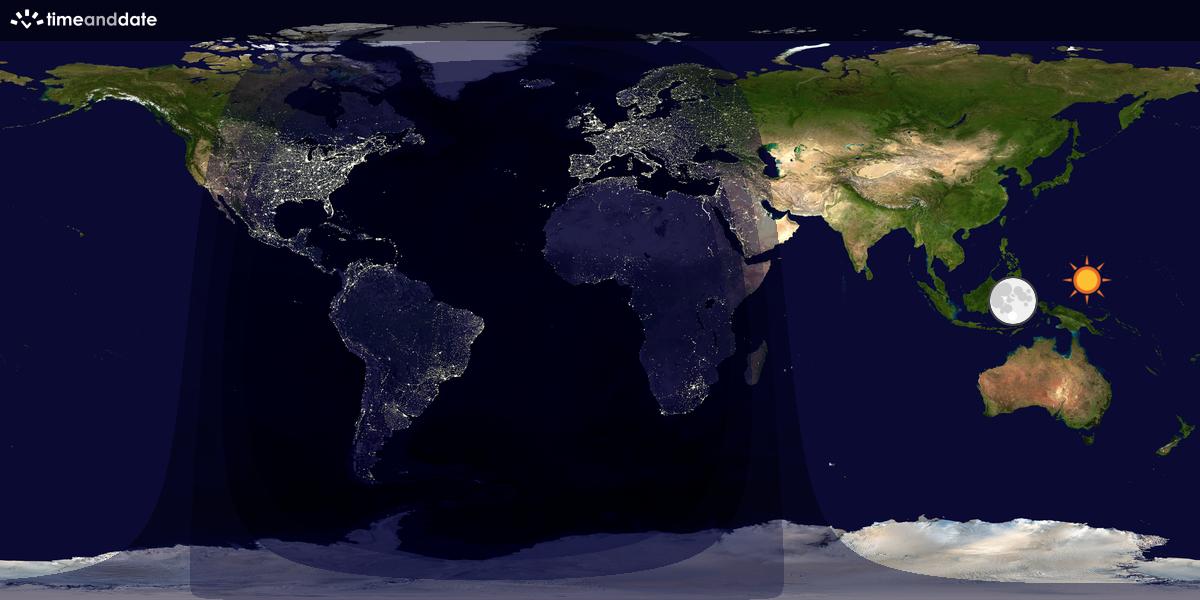 Verdenskart som viser dag og natt 