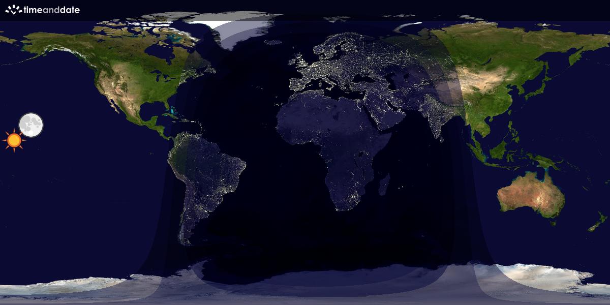 Verdenskart som viser dag og natt 