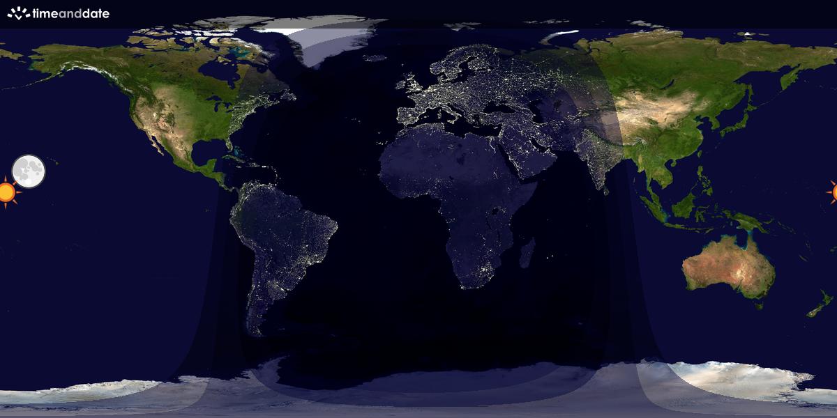 Verdenskart som viser dag og natt 