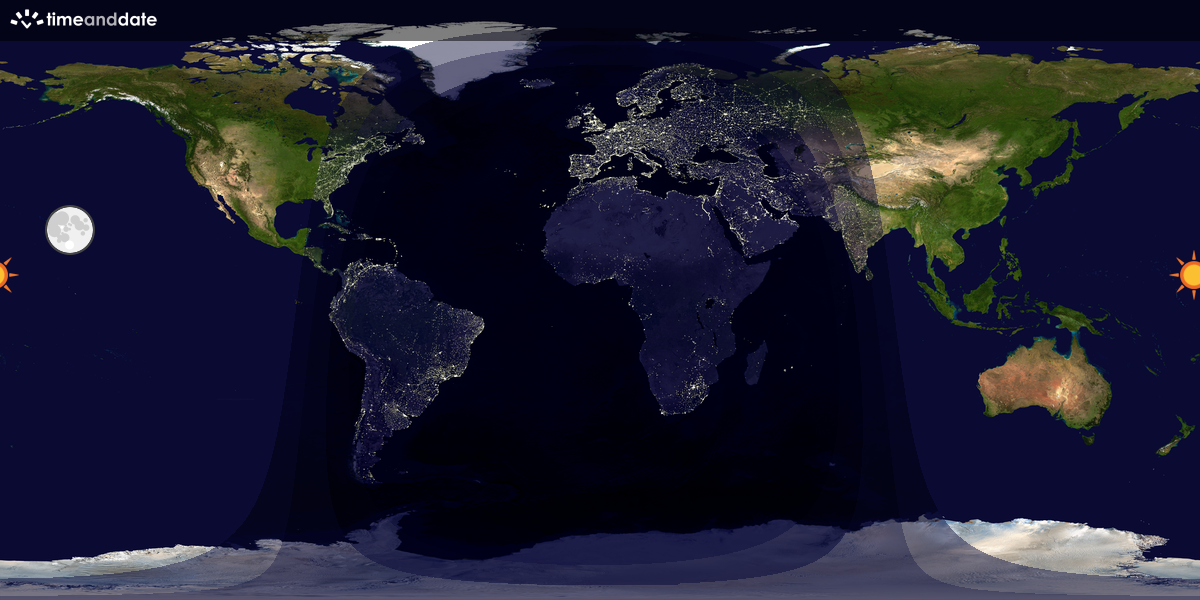 Verdenskart som viser dag og natt 